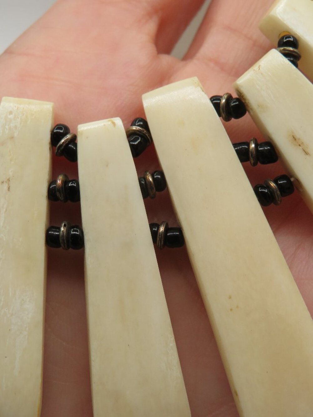 Bone Tribal Bib Choker Necklace - Picture 6 of 10